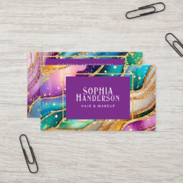 Cartão De Visita Ouro Glitter Glitter Glamor Agitado Arco-Íris