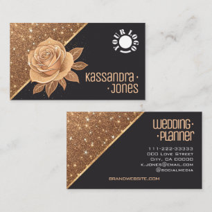 Cartão De Visita Ouro Glitter Sparkle Stars Luxurioso Chic