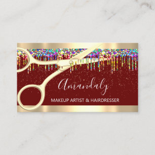 Cartão De Visita Ouro Hair Stylist Hairdresser Coiffeur Tesoura