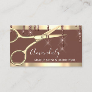 Cartão De Visita Ouro Hair Stylist Hairdresser - Tesoura Skinny