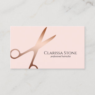 Cartão De Visita Ouro & hairstylist cor-de-rosa elegantes das