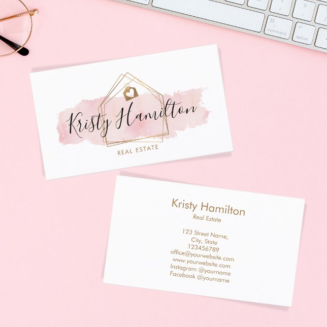 Cartão De Visita ouro imobiliário para imóveis (Criador carregado)