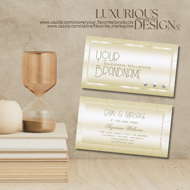 Cartão De Visita Ouro leve com diamantes, luxo e profissional (Criador carregado)