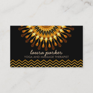 Cartão De Visita Ouro Lotus Flower Chevron Yoga Health Massage