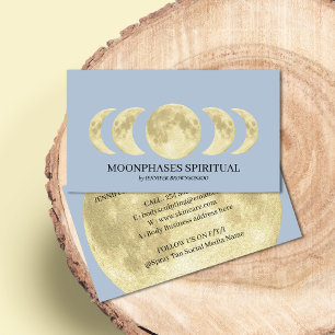Cartão De Visita Ouro Lunar Azul Lua Espiritual
