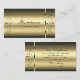 Cartão De Visita Ouro Luxuoso e Dourado de Joias Glamorosas