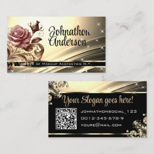 Cartão De Visita Ouro Luxurioso Rosa Rosa Rosa Rosa Brilhante Estre