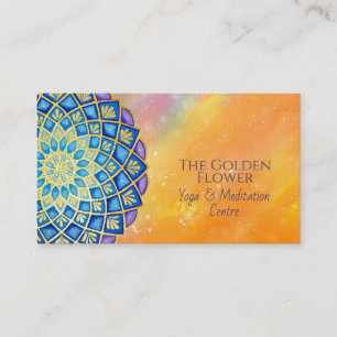 Cartão De Visita Ouro Mandala Azul Roxo