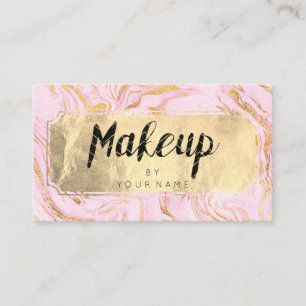 Cartão De Visita Ouro Marble Foil Blush Makeup Artista Rosa