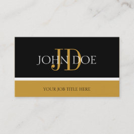 Cartão De Visita Ouro preto/amarelo do monograma de YourJobTitle