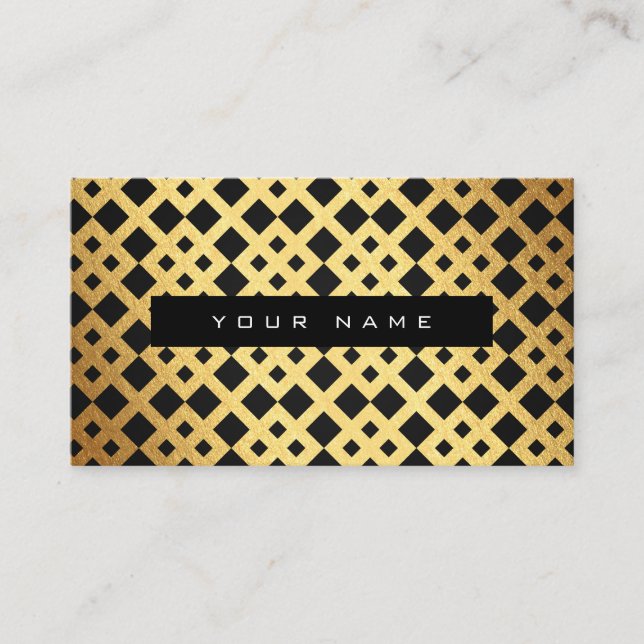 Cartão De Visita Ouro preto de arte geométrica (Frente)
