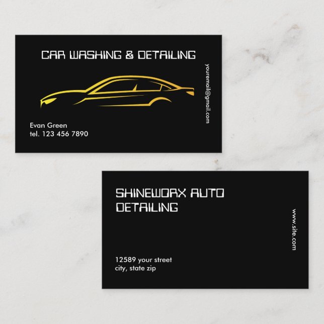 Cartão De Visita Ouro Preto do Técnico de Destaque do Carro (Frente/Verso)