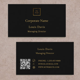 Cartão De Visita ouro preto logotipo minimalista moderno premium