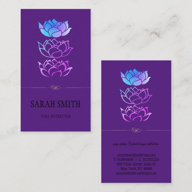 Cartão De Visita Ouro profissional elegante moderno, flor de lótus (Frente/Verso)