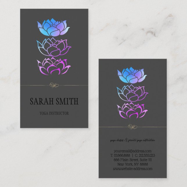 Cartão De Visita Ouro profissional elegante moderno, flor de lótus (Frente/Verso)