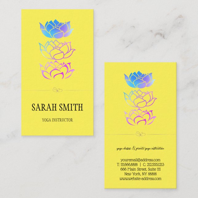 Cartão De Visita Ouro profissional elegante moderno, flor de lótus (Frente/Verso)