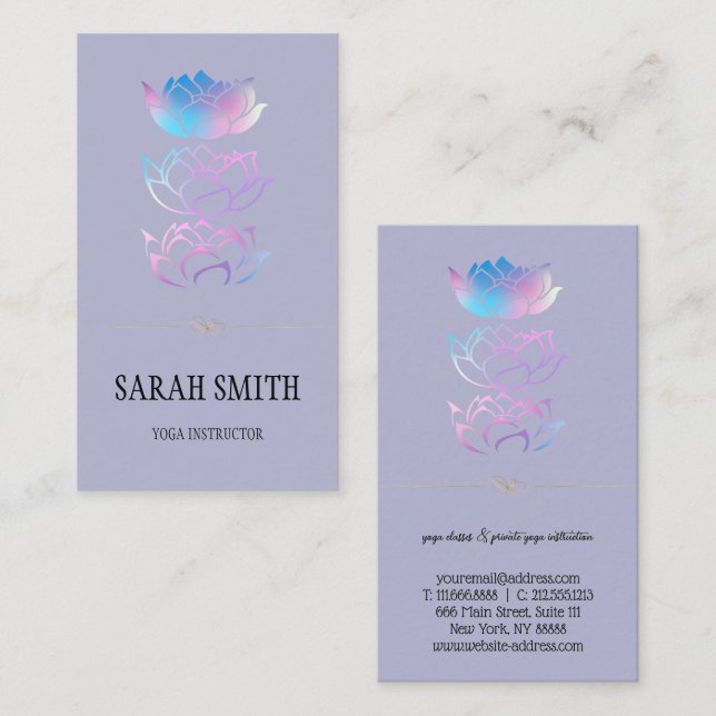 Cartão De Visita Ouro profissional elegante moderno, flor de lótus (Frente/Verso)