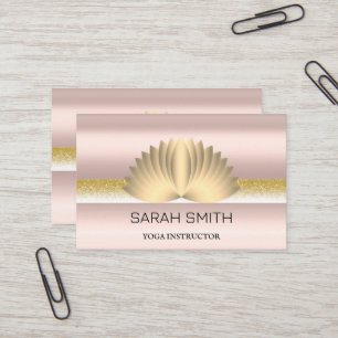 Cartão De Visita Ouro profissional elegante moderno, flor de lótus