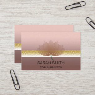 Cartão De Visita Ouro profissional elegante moderno, flor de lótus