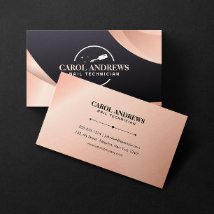 Cartão De Visita Ouro Rosa Glam Técnico de Unhas Artista de Unhas B