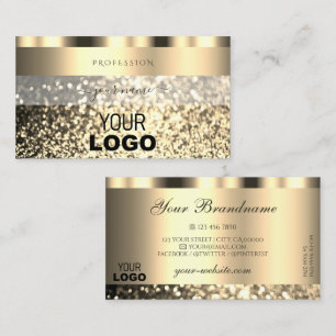 Cartão De Visita Ouro Shimmery do Logotipo Brilhante Dourado de lux