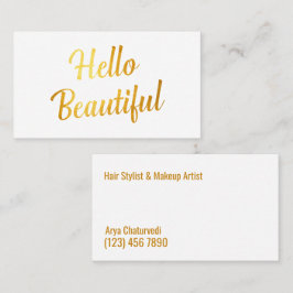 Cartão De Visita Ouro Simples de Artista de Makeup