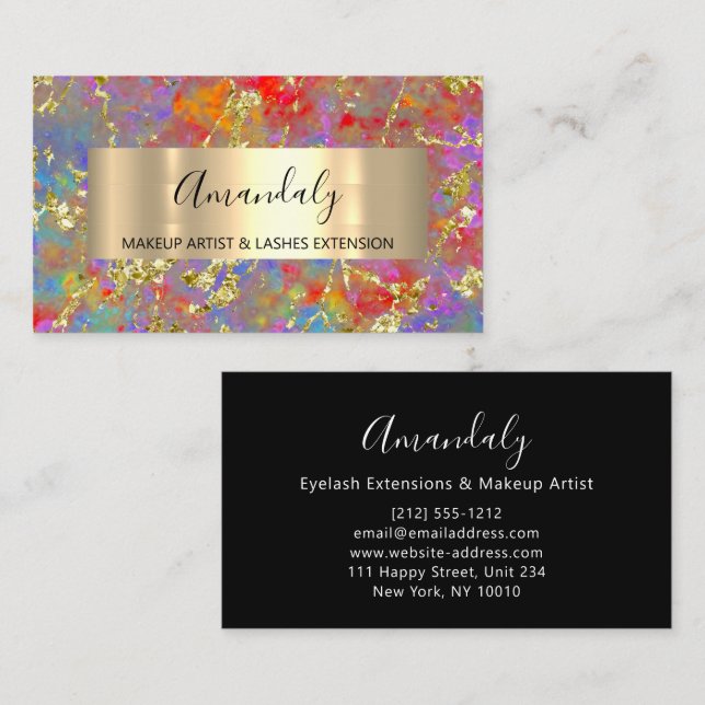 Cartão De Visita Ouro Trave Beleza Compra Holografia Abstrato (Frente/Verso)