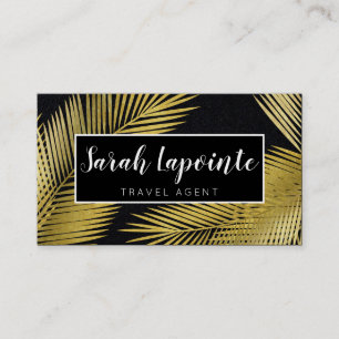 Cartão De Visita Ouro tropical & design elegante das folhas de