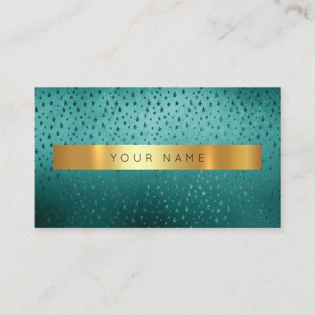 Cartão De Visita Ouro Verde Profundo das Estrelas - Grelha Vip (Frente)