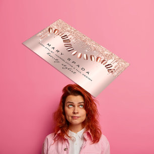 Cartão De Visita Ouro wow da forma da faísca do rosa do Manicure