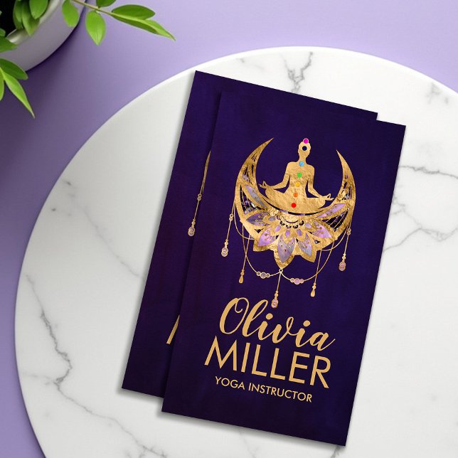Cartão De Visita Ouro Yoga Lotus Moon - Ametist Fluorite (Criador carregado)