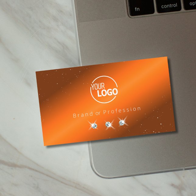 Cartão De Visita Ouros Brilhantes Laranja e Castanho Adicionar Logo (Criador carregado)
