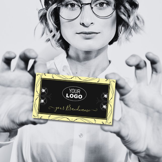 Cartão De Visita Ouros de espumante de creme preto ornamentais Adic (Criador carregado)