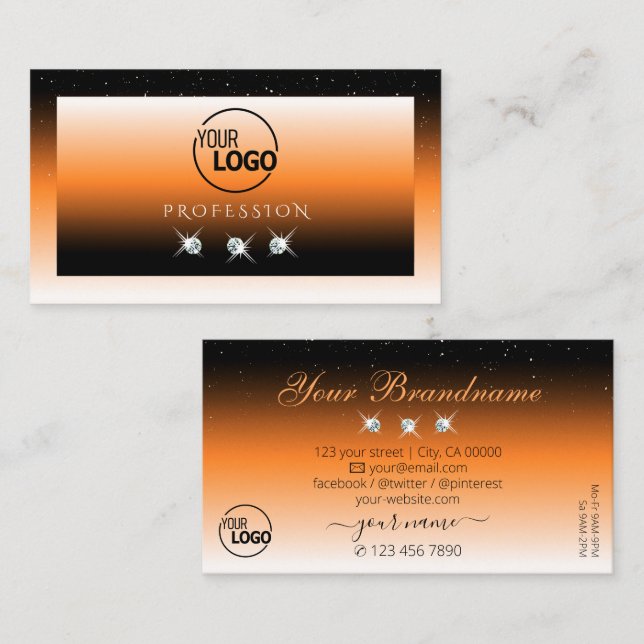 Cartão De Visita Ouros Estimulantes com Gradação Preta Laranja com  (Frente/Verso)