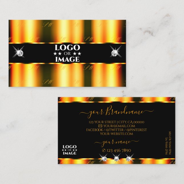 Cartão De Visita Ouros Estimulantes de Laranja Luminoso Preto com L (Frente/Verso)