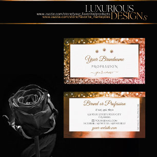 Cartão De Visita Ouros Luminosos Dourados de Ouro Rosa Branca Elega