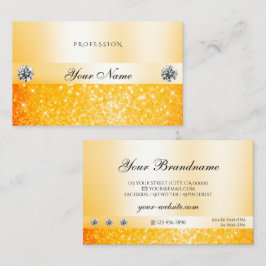 Cartão De Visita Ouros Luxuosos de Brilho Laranja Brilhante Brilhan