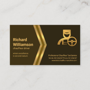 Cartão De Visita Ouros Setas Castanhas Sombream Chauffeur Taxi