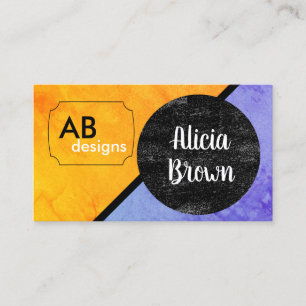 Cartão De Visita ousado design geométrico laranja-moderno e azul