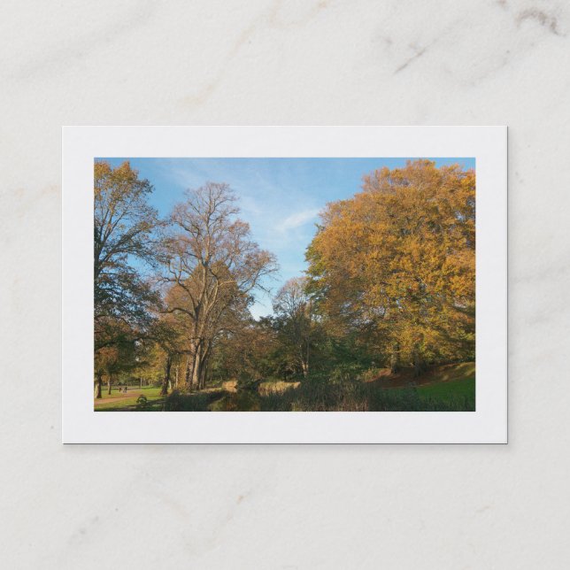 Cartão De Visita Outono no Parque (Bordado) (Frente)