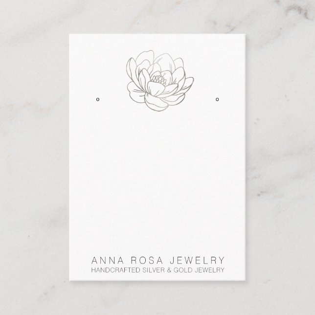 Cartão De Visita *~* OUVINDO EXIBIÇÃO QR Silver Glitter Flower Busi (Frente)