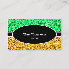 Cartão de visita oval preto "Dourado" do verde da