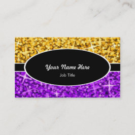 Cartão de visita oval preto roxo "Dourado" da