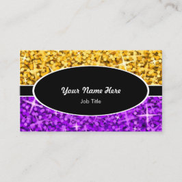 Cartão de visita oval preto roxo "Dourado" da