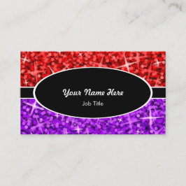 Cartão de visita oval preto roxo vermelho da
