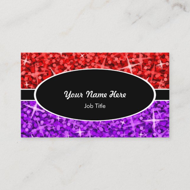Cartão de visita oval preto roxo vermelho da (Frente)
