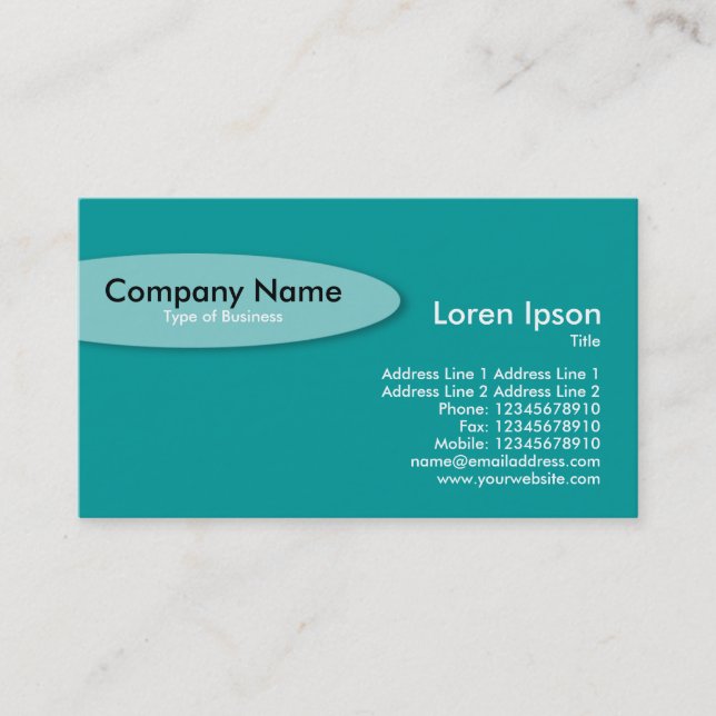 Cartão De Visita Oval - Turquesa Escura (Frente)