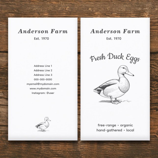 Cartão De Visita Ovos de Pato de Fazenda Fresca Simples Verticais (Simple Fresh Farm Duck Eggs Vertical Business Card)