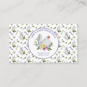 Cartão De Visita Ovos Frescos da Fazenda Frango Lavanda Floral