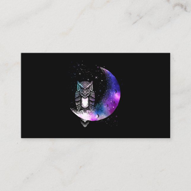 Cartão De Visita Owl Moon Galaxy Bird Crescent (Frente)